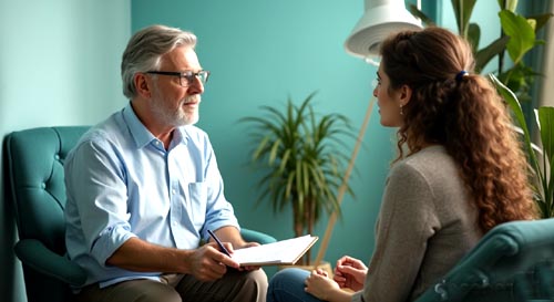 Psychologist is taking a Psychiatric Test of a Client